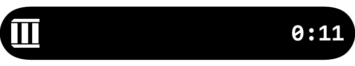 TRYX in the compact Dynamic Island: temple mark and elapsed timer