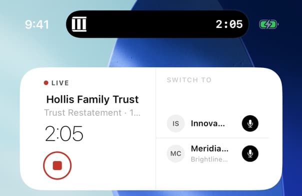 The top of an iPhone home screen with the TRYX timer live in the Dynamic Island